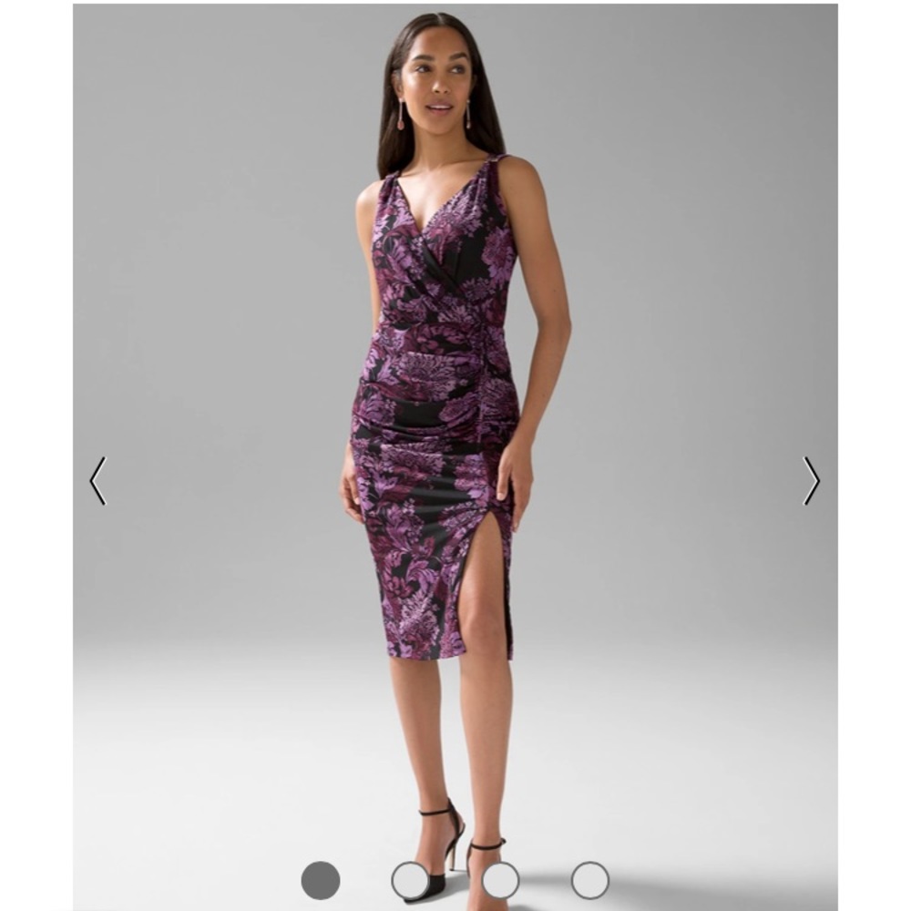 White House Black Market Ruched + Mesh Midi Dress